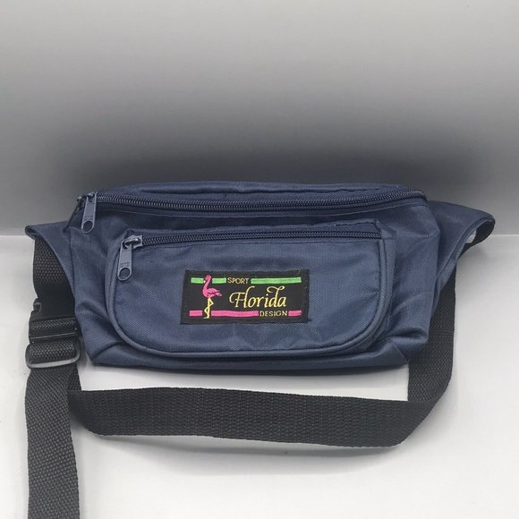 Vintage Fanny Pack Sport Florida Design Zip 3 Pocket Waist Bag Bum Bag EUC! - Picture 1 of 6